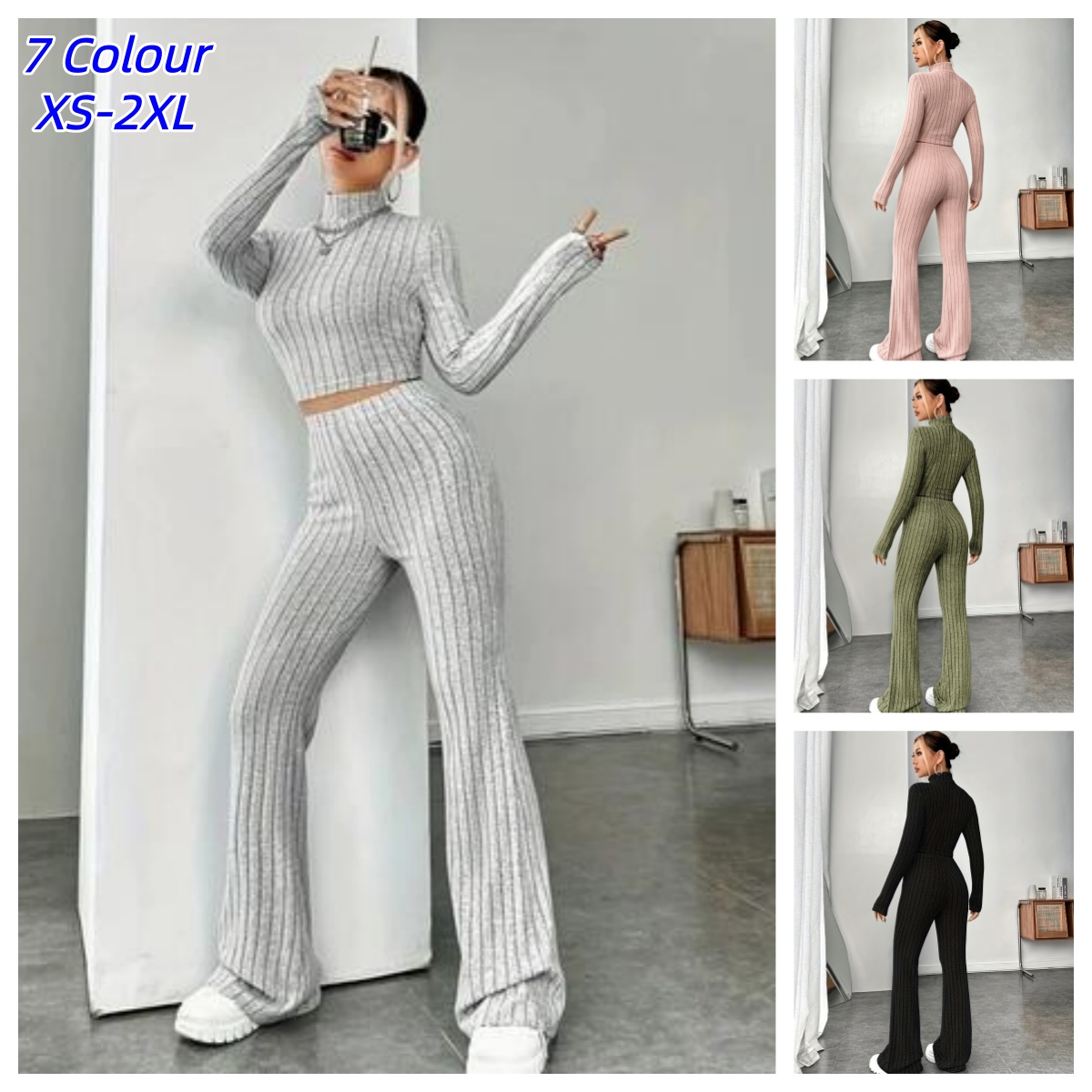 Crop Top Crochet - Ensemble 2 pièces tricoté moulant pour