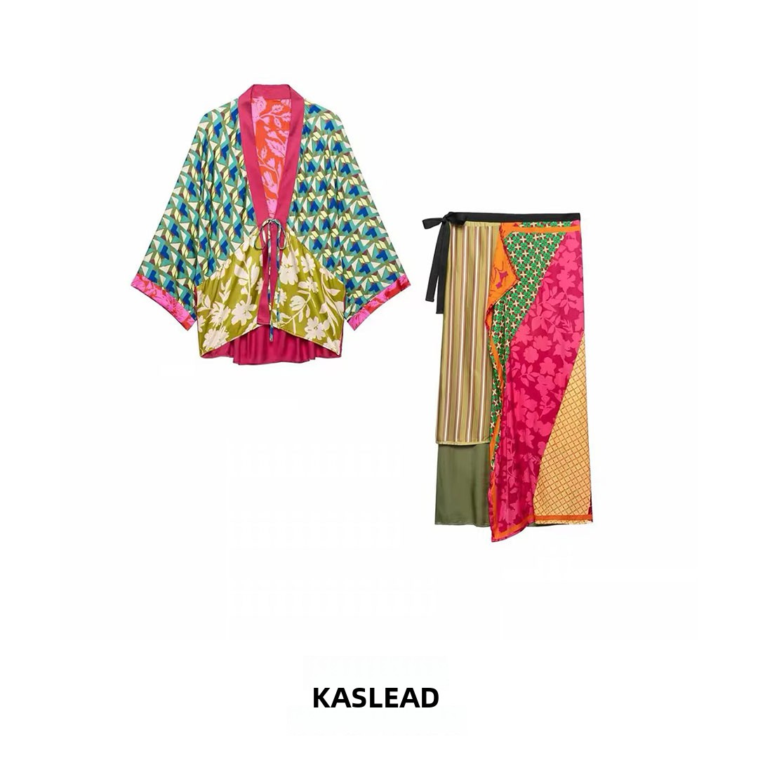 Midi Skirt Floral - KASLEAD Nouvelle collection d'été, ensemble deux