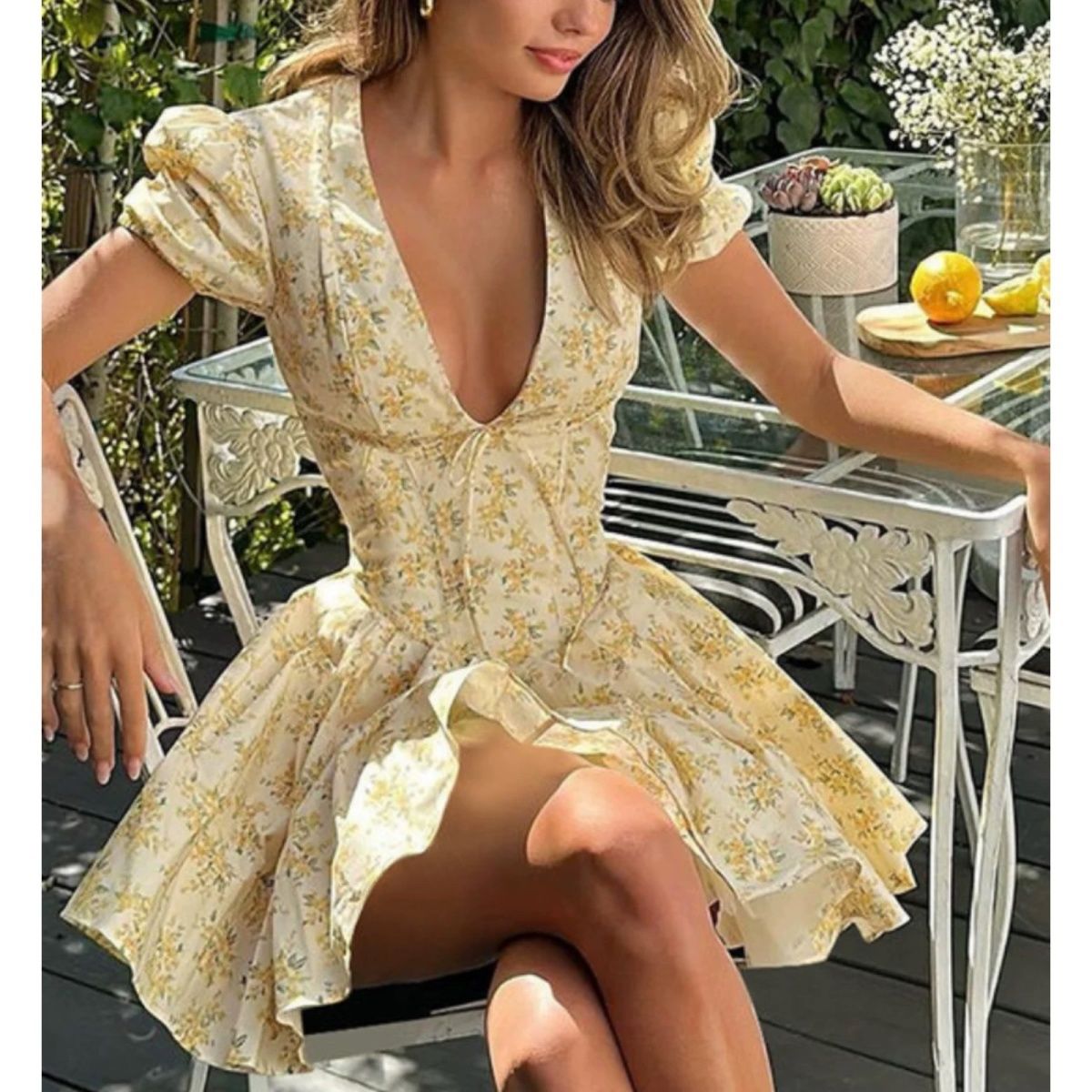 Romper Floral Print - Robe française à fleurs, grande taille,