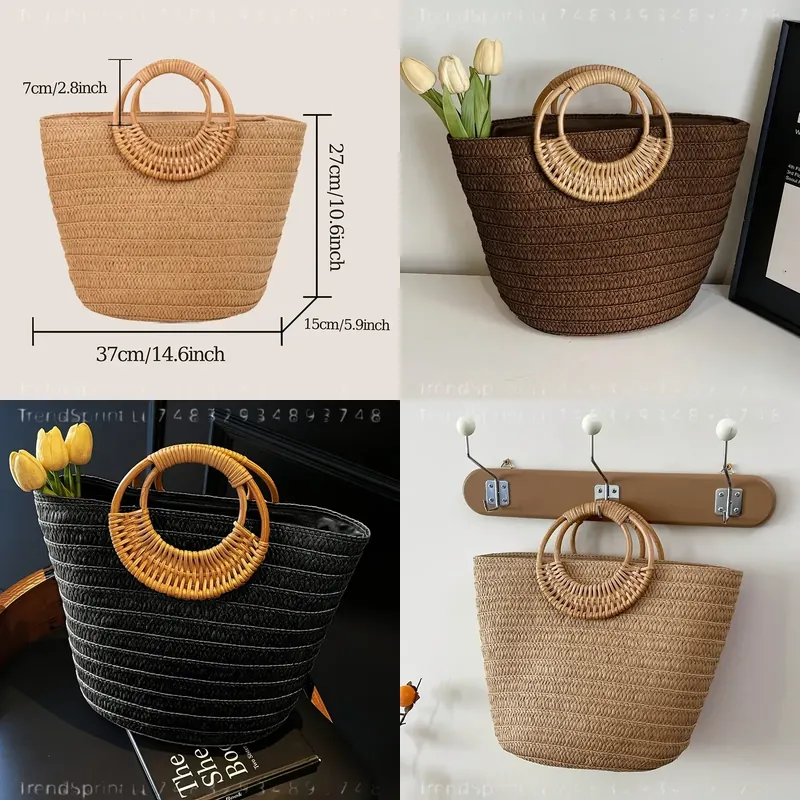 Tote Bag Beach - Sac fourre-tout d'été en papier tressé