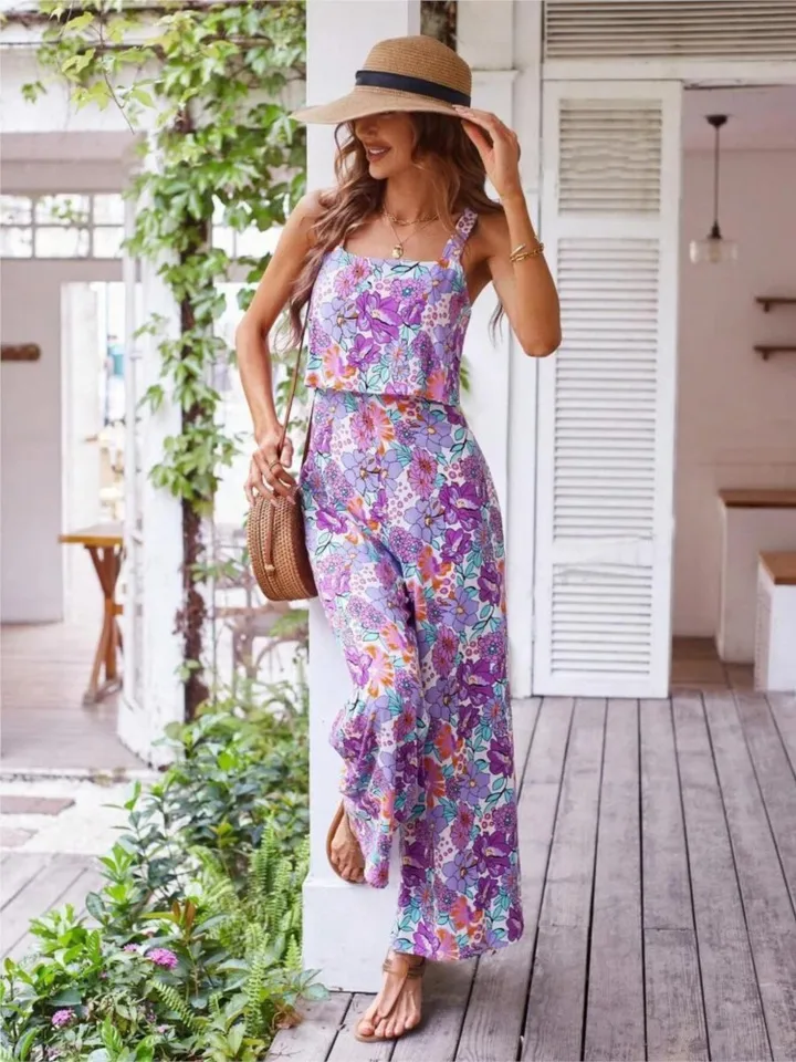 Mode élégante longue combinais - Romper Floral Print avis et prix