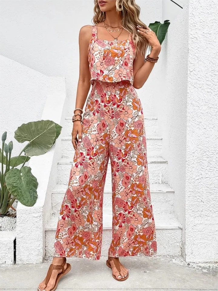 Mode élégante longue combinais - Romper Floral Print avis et prix