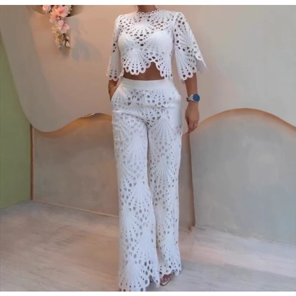 2 pièces tenue femme nouvel ét - Crop Top Crochet avis et prix