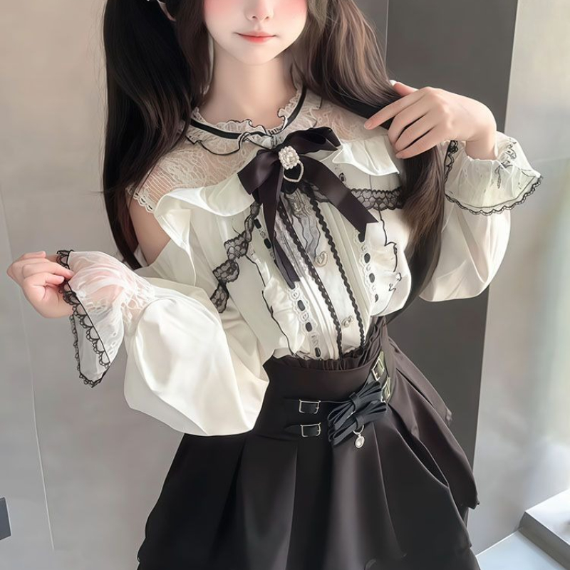 Ensemble gothique japonais Y2k - Blouse Off Shoulder avis et prix
