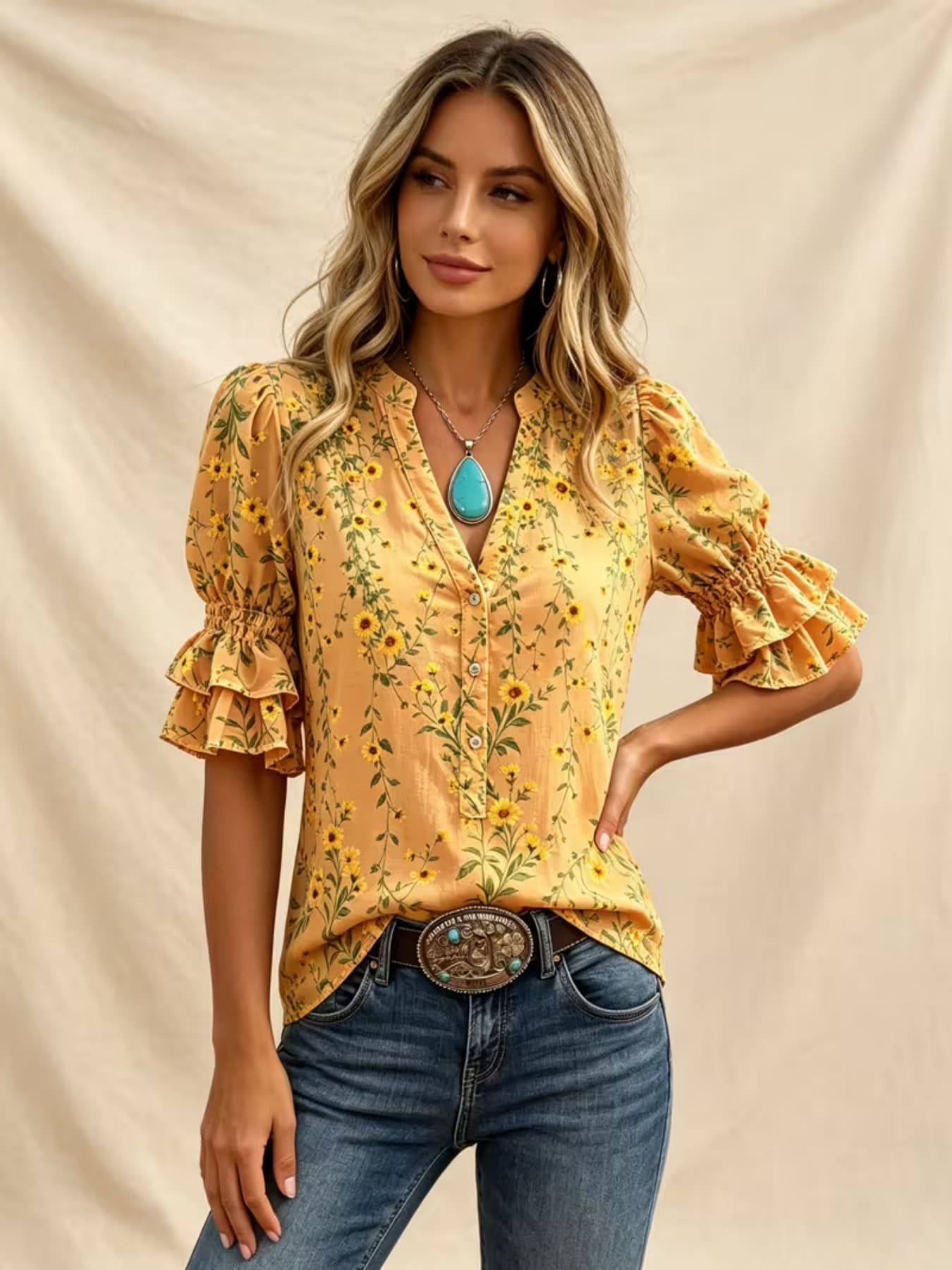 Chemisier Western pour femme,  - Romper Floral Print avis et prix